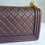 Chanel Boy Medium 25cm Purple Lambskin with Gold Hardware #OSEU-1 - Image 6