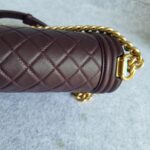 Chanel Boy Medium 25cm Purple Lambskin with Gold Hardware #OSEU-1 - Image 10