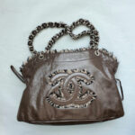 Chanel Hobo Brown Lambskin With Tweed And Silver Hardware Bag #YRCY-2