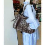 Chanel Hobo Brown Lambskin With Tweed And Silver Hardware Bag #YRCY-2 - Image 21