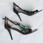 Giuseppe Zanotti Sandals Size 37.5 Black Leather with Stone Shoes #OYCY-3 - Image 5