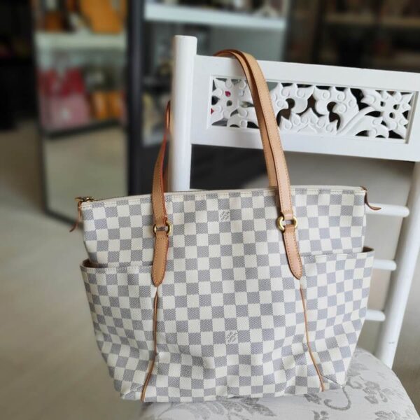 LV Totally MM Damier Azur Coated Canvas with Leather and Gold Hardware #GLRSY-3
