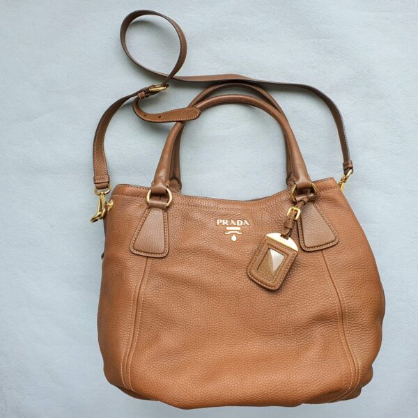 Prada Tote Brown Leather with Gold Hardware #GLRSC-1