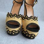 Alaia Calzature Donna Wedges Size 39 Beige Rafia/Suede Leather Shoes #OYKE-3 - Image 3