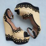 Alaia Calzature Donna Wedges Size 39 Beige Rafia/Suede Leather Shoes #OYKE-3 - Image 5