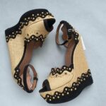 Alaia Calzature Donna Wedges Size 39 Beige Rafia/Suede Leather Shoes #OYKE-3 - Image 4