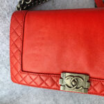 Chanel Boy Large 28cm Red Calf Leather with Ruthenium Hardware #GLRTC-2 - Image 3