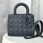 Christian Dior Medium Lady Dior Black Ultramatte Calfskin with Black Hardware #OSLL-1