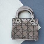 Christian Dior Vintage Lady Dior Mini Grey Satin with Silver Hardware #OUUU-1