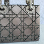 Christian Dior Vintage Lady Dior Mini Grey Satin with Silver Hardware #OUUU-1 - Image 4