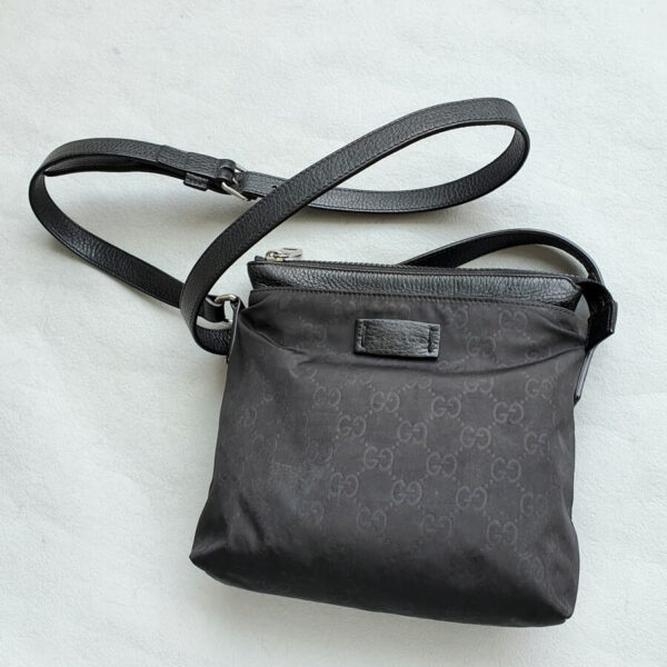 Gucci Small Crossbody Bag Black Canvas with Leather and Gold Hardware #OSLT-2