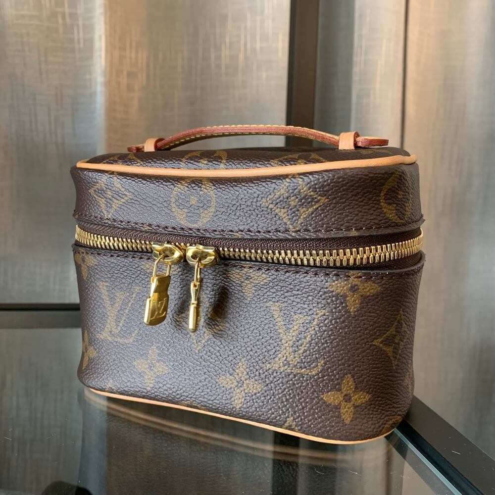 LV Nano Nice Toiletry Pouch M44936 Monogram Canvas With Leather And Gold Hardware Bag #GLRTL-2