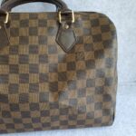 LV Speedy 30cm Damier Ebene with Leather and Gold Hardware #OSLU-1 - Image 4