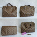LV Speedy 30cm Damier Ebene with Leather and Gold Hardware #OSLU-1 - Image 2