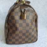 LV Speedy 30cm Damier Ebene with Leather and Gold Hardware #OSLU-1 - Image 8