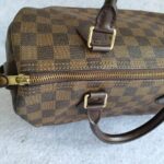 LV Speedy 30cm Damier Ebene with Leather and Gold Hardware #OSLU-1 - Image 9