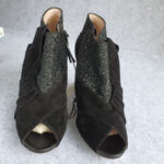 Miu Miu Peeptoe Size 38 Black Leather Shoes #OKOO-4 - Image 3