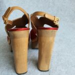 Miu Miu Sandals Size 38.5 Brown/Red Satin/Leather Shoes #OKOO-5 - Image 10