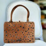 Prada Grommet BR3164 Brown Suede Leather with Black Hardware #OYRL-2