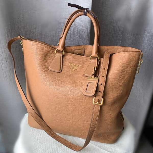 Prada Tote Caramel Brown Leather with Gold Hardware #GLRSO-1