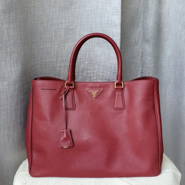 Prada Tote Maroon Saffiano Leather with Gold Hardware #OYRY-12