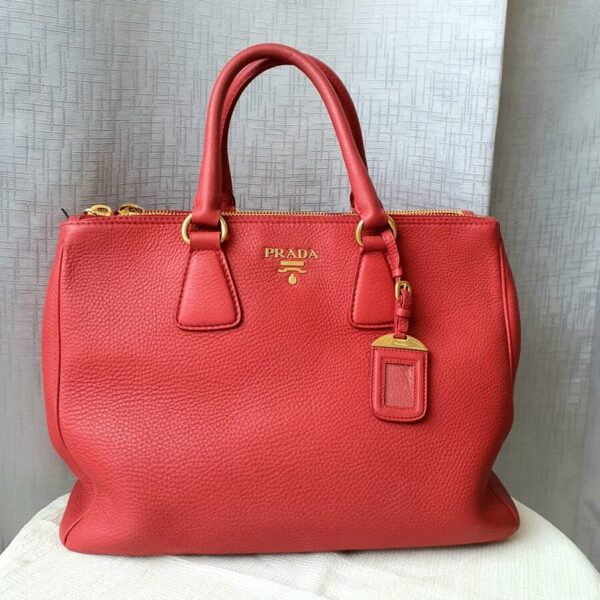 Prada Tote Red Calf Leather with Gold Hardware #OYRY-8
