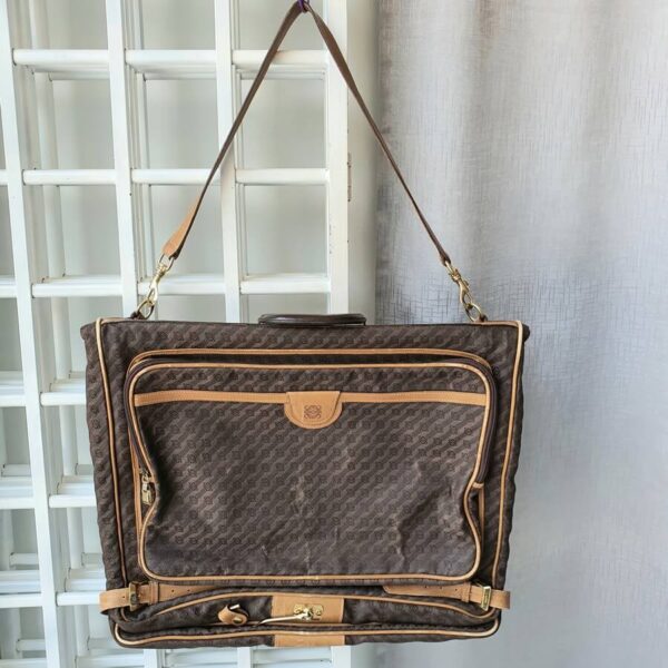 Celine Vintage Travel Hangers Bag Brown Coated Canvas with Leather and Gold Hardware #OCLK-11