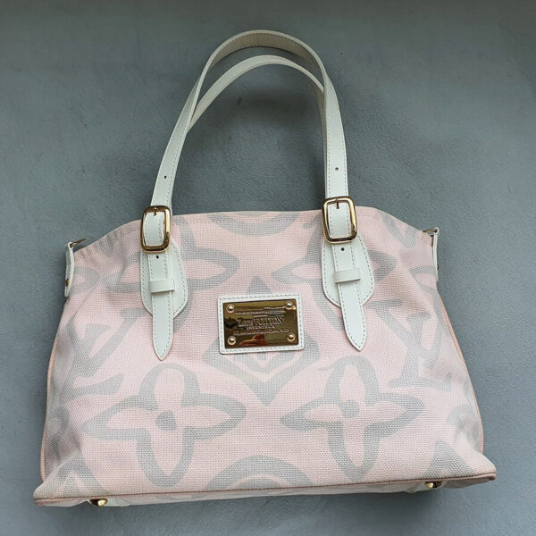 LV Tahitienne Pink/Grey/White Canvas with Leather and Gold Hardware #OSTU-3
