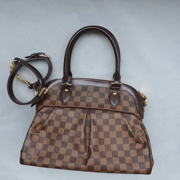 LV Trevi Damier Ebene with Leather and Gold Hardware #OSSO-1