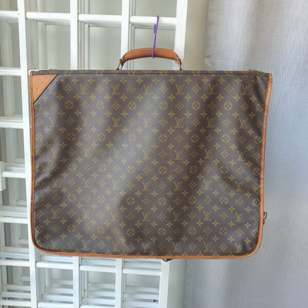 LV Vintage Garment Cover Hangers Brown Monogram Canvas with Leather and Gold Hardware #OKSL-2