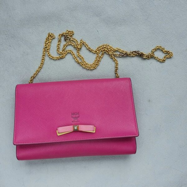 MCM Crossbody Bag Pink Coated Canvas With Gold Hardware #OSCL-5