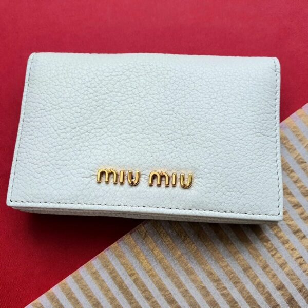 Miu Miu Card Holder White Leather with Gold Hardware #OSSC-2