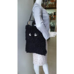 Anya Hindmarch Shopper Shag Eye Black Chunky Wool with Leather and Gold Hardware #OTEY-4 - Image 22
