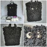 Anya Hindmarch Shopper Shag Eye Black Chunky Wool with Leather and Gold Hardware #OTEY-4 - Image 2