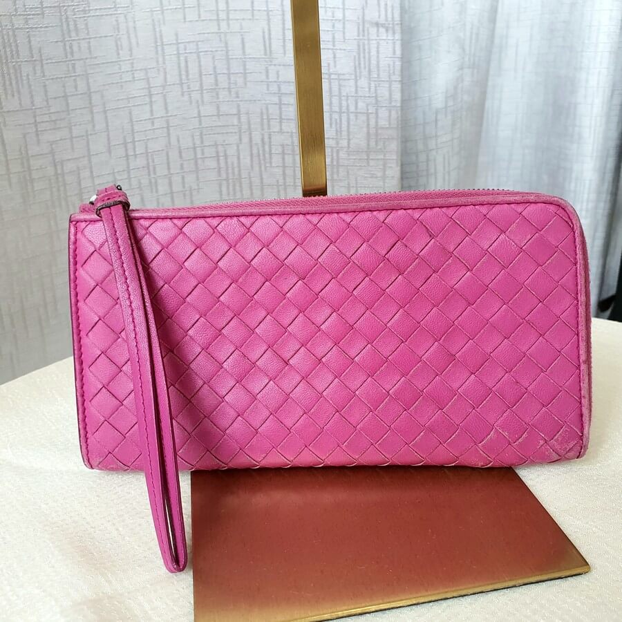 Bottega Veneta Zippy Long Wallet Pink Nappa Leather Wallet #OSRR-6