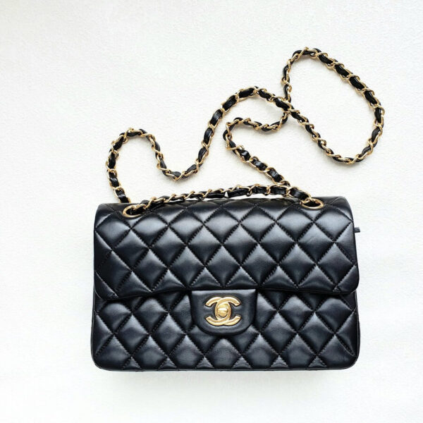 Chanel Classic Small Double Flap Black Lamsbkin with Gold Hardware #OTEK-1