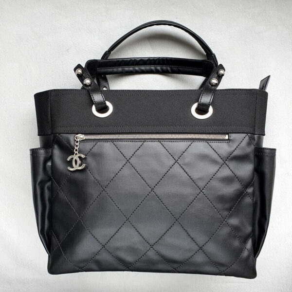 Chanel Paris Biarritz Black Coated Canvas with Canvas and Silver Hardware #OSSK-1