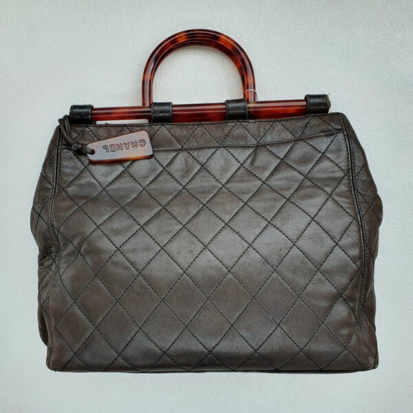 Chanel Vintage Bag Dark Brown Lambskin with Silver Hardware #OCLK-12