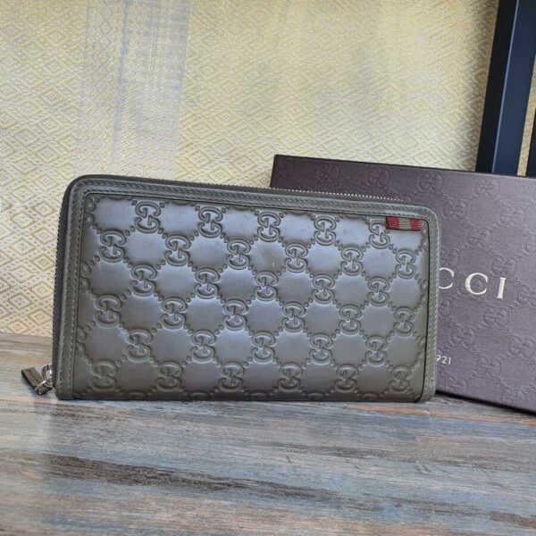 Gucci Wallet Khaki Green Leather with Silver Hardware #OSTU-4