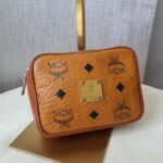 MCM Pouch Brown Coated Canvas With Gold Hardware #OSOT-3