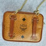 MCM Pouch Brown Coated Canvas With Gold Hardware #OSOT-3 - Image 5