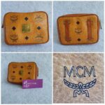MCM Pouch Brown Coated Canvas With Gold Hardware #OSOT-3 - Image 2