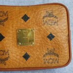 MCM Pouch Brown Coated Canvas With Gold Hardware #OSOT-3 - Image 4