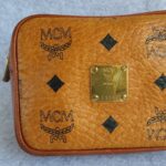 MCM Pouch Brown Coated Canvas With Gold Hardware #OSOT-3 - Image 3