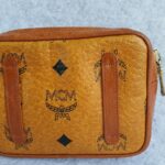 MCM Pouch Brown Coated Canvas With Gold Hardware #OSOT-3 - Image 7