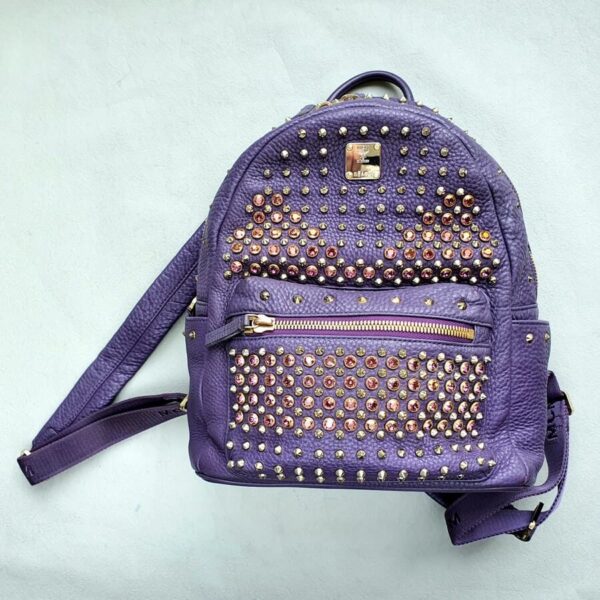 MCM Stark Backpack Purple Coated Canvas With Gold Hardware #OSTL-1