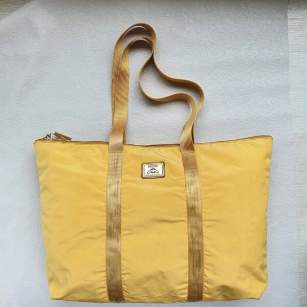 Moschino Shoulder Bag Yellow Nylon with Gold Hardware #OSOT-1