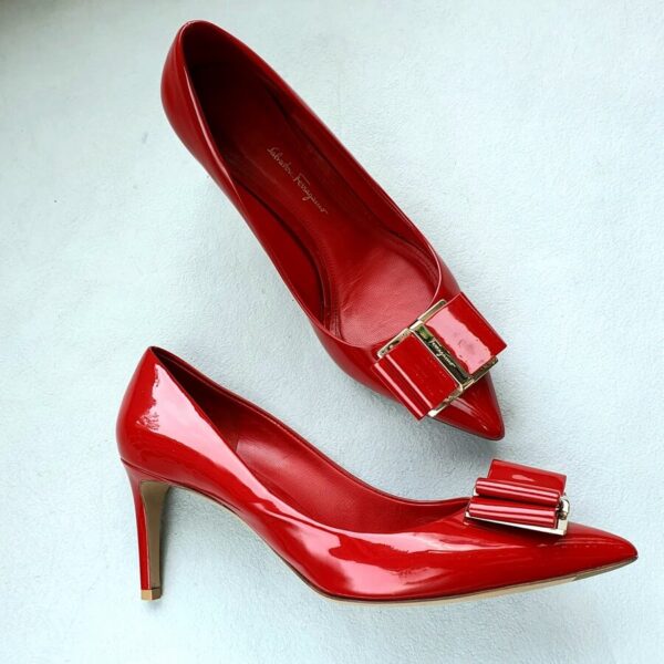 Salvatore Ferragamo Size9D Pump Red Patent Shoes #OSUK-2