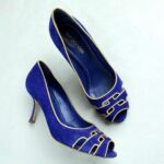 Sergio Rossi Peeptoe Size37 Blue Suede Leather Shoes #GLROS-3