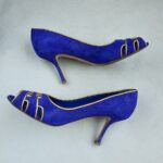 Sergio Rossi Peeptoe Size37 Blue Suede Leather Shoes #GLROS-3 - Image 4